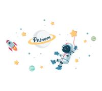 Stickers prénom personnalisable astronaute dans l'espace étoilé