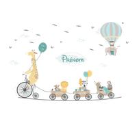 Stickers prénom personnalisable girafe et ses compagnons