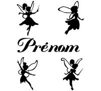 Stickers prénom personnalisé 4 fées