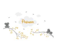 Stickers prénom personnalisé koalas sur les branches