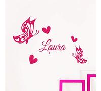 Stickers Prénom Personnalisé | Sticker Autocollant Nom Personnalisable - Décoration Murale Chambre Enfant | 2 Planches de 15 x 20 cm et 60 x 25 cm - Fushia