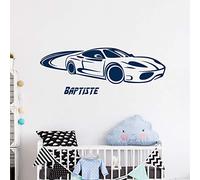 Stickers Prénom Personnalisé | Sticker Autocollant Nom Personnalisable - Décoration Murale Chambre Enfant | 2 Planches de 30 x 95 cm et 50 x 30 cm - Bleu Foncé