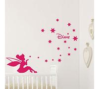 Stickers Prénom Personnalisé | Sticker Autocollant Nom Personnalisable - Décoration Murale Chambre Enfant | 2 Planches de 20 x 35 cm et 40 x 25 cm - Fushia