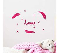 Stickers Prénom Personnalisé | Sticker Autocollant Nom Personnalisable - Décoration Murale Chambre Enfant | 2 Planches de 10 x 15 cm et 40 x 25 cm - Fushia