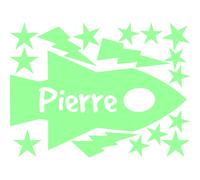 Stickers prénom phosphorescent Fusée spatiale