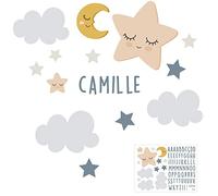 STICKERS PRENOMS ETOILE/LUNE DECORATION CHAMBRE ENFANT