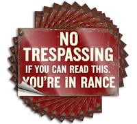 Stickers Printemps drôle dur rouge panneau d'avertissement : No Trespassing If You Can Read This. - Autocollants sans résidus pour taupe (6 x 9 cm)