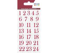 Stickers Puffies - Barok - Chiffres Floqués - Rouge - 24 Pièces