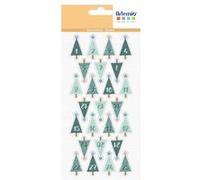 Stickers Puffies pour Calendrier de l'Avent - Sapins Vert G