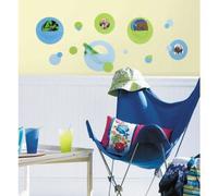 Stickers repositionnables cadre-poche pois bleu-vert