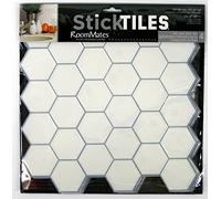 Stickers Repositionnables, Carrelage Mural Adhésif Hexagonale Blanc