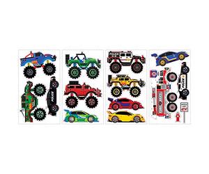 Stickers Repositionnables Monster Trucks et Voitures Multicolores