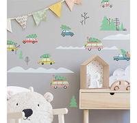 Stickers repositionnables voitures retro et sapins