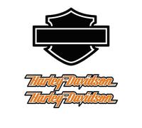 Stickers rétro réfléchissant pour Casque de Moto Hommage à Harley Davidson - Pack Black Orange (3 Stickers)