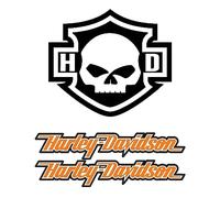 Stickers rétro réfléchissant pour Casque de Moto Hommage à Harley Davidson - Pack Skull + latéraux (3 Stickers)