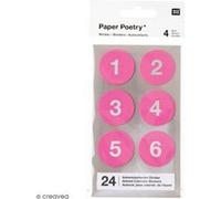 Stickers ronds Calendrier de l'Avent - Rose Fluo - 24 pcs G