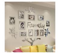 Stickers Salle De Bain Autocollants muraux d'arbre Photo de famille 3D, for salon, cadre, miroir, sparadrap d'art décoratif for la maison, DIY bricolage(Silver,M 117cmx 119cm)