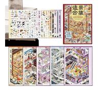 Stickers Scène Miniature Feuilles Adhésives Centre Commercial Mignon