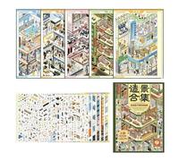 Stickers Scènes Miniatures Feuilles Adhésives Centre Commercial Mignon