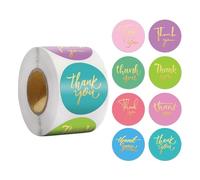 Stickers Scrapbooking Lot de 50 à 500 autocollants remerciement, étiquettes décoratives en papier doré, for mariage, papeterie, 4 couleurs(QY900-100pcs)