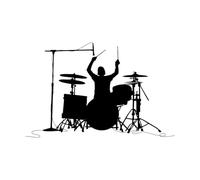 Stickers sculptés Batteur Batterie Musique Musicien Comédie musicale 48x75.7cm Personnalisation Noir