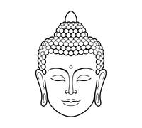 Stickers sculptés Bouddha Visage Tête Bouddhisme Inde Dieu Religion 32x47.9cm Plusieurs tailles disponibles Noir