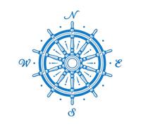 Stickers sculptés Boussole de roue de navire Rose des vents Nautique 36x36.8cm Auto-adhésif Bleu