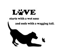 Stickers sculptés Citation positive sur l'amour d'un chien ou d'un chiot 34x42.4cm Modification et ajout d'informations possibles Noir