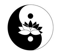 Stickers sculptés Fleur De Lotus Symbole Yin Yang Méditation Zen 72x72cm Plusieurs tailles disponibles Noir