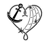 Stickers sculptés Mer Marine Style Nautique Corde Ancre Plage 36x37.5cm Autocollant Noir
