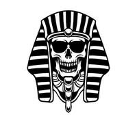 Stickers sculptés Roi pharaon égyptien avec crâne et lunettes de soleil 34x42.2cm Imperméable Noir