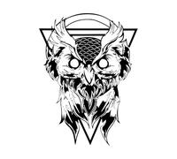 Stickers sculptés Symboles et signes du hibou 34x45.6cm Décoration de carrosserie Noir
