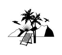 Stickers sculptés Vacances Détente Plage Agence de voyages Montagnes 34x41.6cm Tatouage Noir