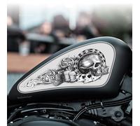 Stickers Skull Poker de réservoir compatible avec Harley Davidson moto custom chopper (8 litres 38 cm sans lamination)