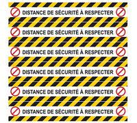 Stickers sol 6 bandes covid-19 distance de sécurité à respecter (Version L, 6 bandes distance)