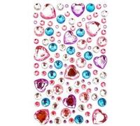 Stickers - Strass adhésifs - Forme cœur - Couleurs pastel - 109 unités