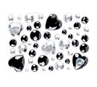 Stickers strass coeur noir 0,5 à 2 cm 50 pièces