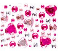 Stickers Strass Coeur Rose 0,5 À 2 Cm 50 Pièces