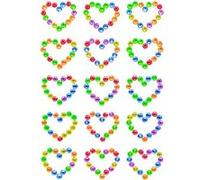 Stickers strass cœurs - 15 pièces - 2,5 x 2 cm Multicouleur