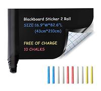 Stickers Tableau Noir Ardoise Mural - Ardoise Craie Autocollant Repositionnable - 43cm X 210cm X 2rouleau 10 Craies Tableau Ardoise - Ezigoo