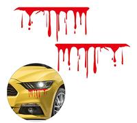 Stickers Tache De Sang Voiture, 2pcs Feuilles D'Autocollants de Sang Rouge pour Voiture Halloween Car Sticker Decoration pour Autocollant de DéCalque de Voiture De Feu ArrièRe De Phare de Voiture