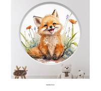 Stickers Trompe l'oeil Arche ronde Enfants - Lumaléa - Renard - Diamètre 30 cm