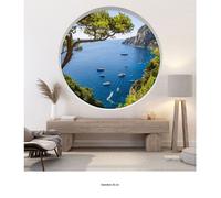 Stickers Trompe l'oeil Arche ronde - Lumaléa - Vue mer - Diamètre 30 cm