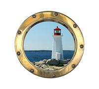 Stickers trompe l'oeil hublot Le phare - L 40cm x H 40cm