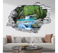 Stickers Trompe l'oeil trou dans le mur - Cascade 3617681402565 - Pierres grises - Hauteur 60 x Largeur 90 cm