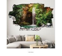 Stickers Trompe l'oeil trou dans le mur - Lumaléa - Cascade - Hauteur 50 x Largeur 80 cm