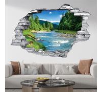 Stickers Trompe l'oeil trou dans le mur - Rivière de Montagnes 3617682254224 - Pierres grises - Hauteur 60 x Largeur 90 cm