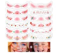 Stickers Visage Brillants Noël,12 Pièces Accessoires Beauté Renne,Maquillage Visage Noël - Pour Spectacle, Voyage D'été, Quotidien, Occasions Spéciales, Photo,