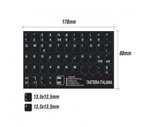 Stickerslab - Stickers lettres clavier italien fond noir lettres blanches grandes touches 13,5 mm x 13,5 mm 10 pezzi