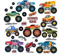STICKERSMAGIC Stickers muraux pour chambre de garçon Monster Jam Truck Véhicules Voitures Chambre de garçon Chambre de jeu Chambre d'enfant Voiture Course Transport
